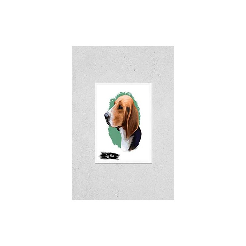 Trigg Hound Puppy isolated digital art illustration. Hand drawn dog
