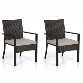 Sophia & William Patio Chairs Set of 2, 2 Pcs Lightweight Rattan Outdoor Dining Chairs, All-Weather Wicker Dining Chairs with Seat Cushions