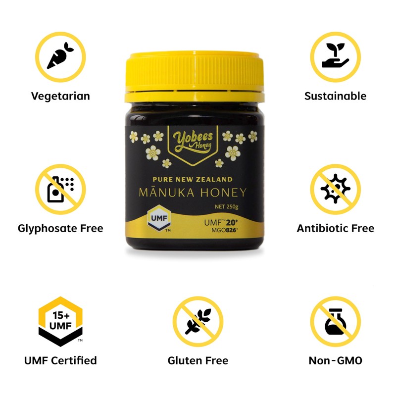 Yobees Honey's MGO 826 Certified Pure New Zealand Manuka Honey