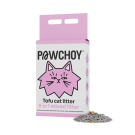 PAWCHOY 5 in 1 Mixed Cat Litter – Clumping, Flushable, Ultra Absorbent & Fast Drying | 100% Natural, Dust-Free, Low Tracking | with Activated Carbon for Superior Odor Control (5.5 lbs × 1 Bags)