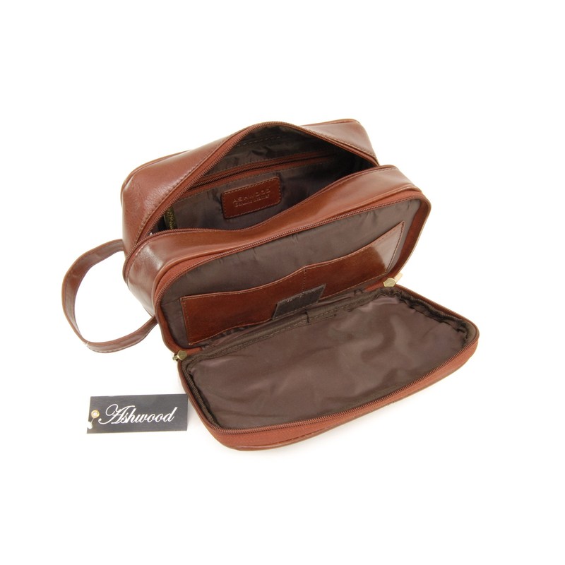 ASHWOOD - Men's Wash Bag/Shaving Bag/Travel Toiletry Bag - Genuine