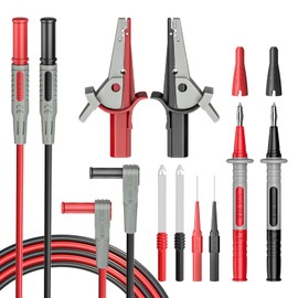 Cleqee Multimeter Test Leads Kit 10PCS Test Cable Probes 4mm Banana Plug with Alligator Clips Wire Piercing Probes for Electrical Testing 1000V 10A