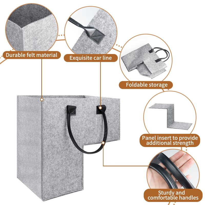 MODOWEY 2Pcs L-Shape Stair Basket Organizer, Large Foldable Fabric Staircase