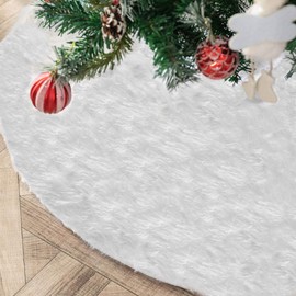 Deggodech Christmas Tree Skirts, Faux Fur Christmas Tree Blanket, Fur Christmas Tree Stand Carpet for Christmas Holiday Decorations