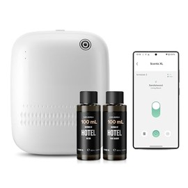 Smart Waterless Essential Oil Diffuser (400 mL Capacity) Hotel Scent Starter Kit with 200mL Fragrance Oil, Up to 2000 sq ft App Control Scent Air Machine with 12V1A Power Adapter, ANW Kit White