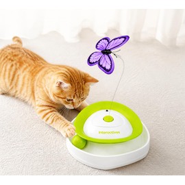 2-in-1 Auto Interactive Cat Toy, Fluttering Butterfly & Rolling Track Ball