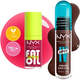 NYX Fat Oil Lip Drip + Lip IV Gloss Serum – Hidratación 12h, efecto jugoso, vegano