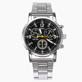 Dilwe - Reloj de pulsera de acero inoxidable, 3 colores para hombre, anal¨®gico, correa de acero inoxidable, caja de aleaci¨®n (negro)