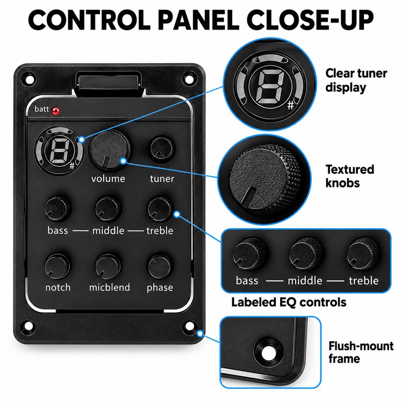 Acoustic Guitar Pickup Preamp with EQ and Tuner – 301-Style