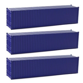 Evemodel 3pcs HO Scale 40ft 1:87 Deep Blue Shipping Container Undecorated Cargo Box Ribbed Side
