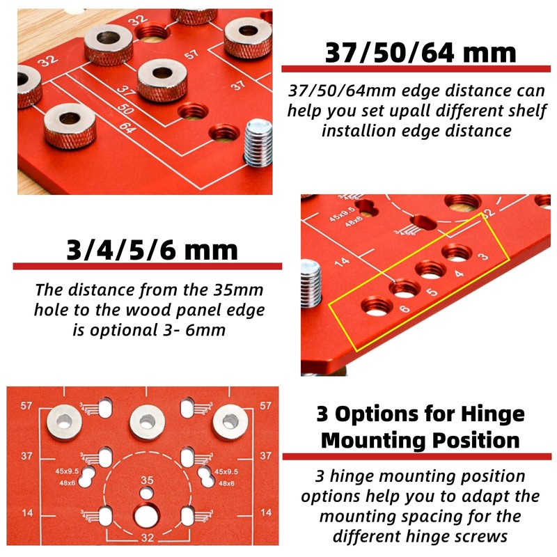Acshio Shelf Pin Jig and Hinge Jig, Two-in-One Adjustable Shelf