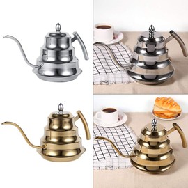 VBESTLIFE Stainless Steel Gooseneck Coffee Kettle, 1.2 L Stainless Steel Kettle, Small Kettle, for Kitchen/Living Room/Dining Room (Silver)