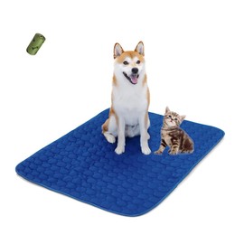 MICROCOSMOS Summer Cooling Mat & Sleeping Pad- Water Absorption Top, Materials Safe, Easy Carry, EZ Clean. Keep Cooling for Pets, Kids and Adults.(Dark Blue, 40" x 28")