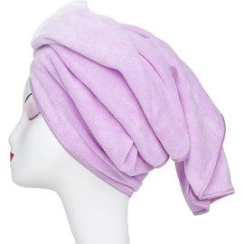 Microfiber Hair Towel WuJi Anti Frizz Hair Wrap Super Absorbent Curly Hair Drying Towel 23.6''x47'' Large Multifunction Towel for Bath Spa Makeup, Light Purple