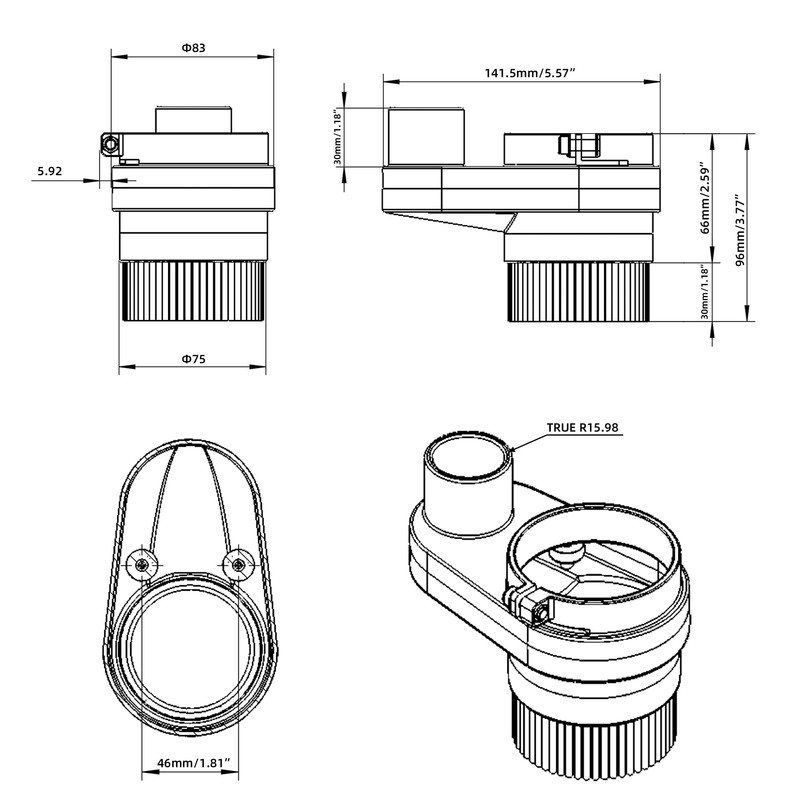 FoxAlien 69mm Diameter Dust Shoe for CNC Router, Compatible with