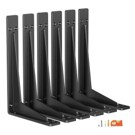 NEODROP 6-Pack 6 Inch Heavy Duty Shelf Brackets, Premium Metal Wall Bracket for Mantel, Countertop Support, Garage Storage Shelves | Floating Shelf Hardware | High Strength Corner Brace