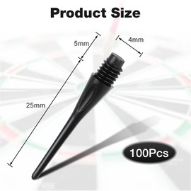 flintronic Plastic Dart Tips, 100 PCS Dart Tip Replacement Tips, 2BA Standard Thread, Soft Dart Tips, Premium Replacement Dart Accessory, Black