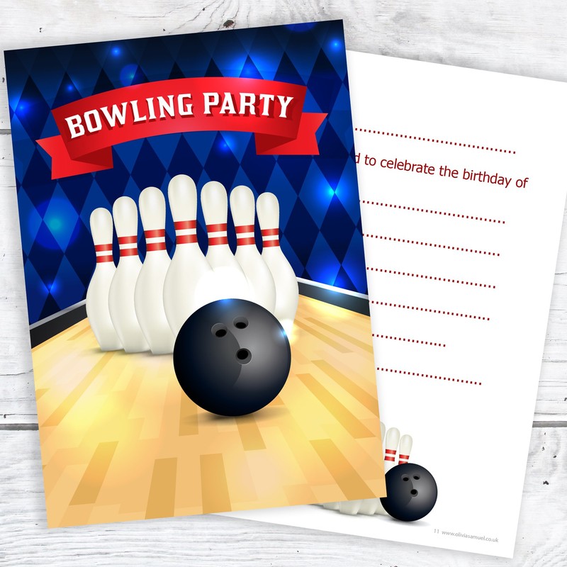 Olivia Samuel 20 x Bowling Party Birthday Invitations - Kids