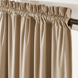 Lazzzy Velvet Curtain Beige Thermal Insulated Curtains 108 Inch Long Drapes for Bedroom Living Room Light Filtering Window Treatments Rod Pocket, Set of 2, Latte