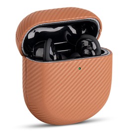 Haobobro [Carbon Fibre Texture] Leather Case for Bose QuietComfort Ultra/QuietComfort Earbuds II Leather Case - Handmade Bose QC 2 Leather Case/Bose QC Ultra Protective Leather Case - Brown