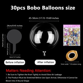 30 Pcs Bobo Balloons,24 Inches Clear Bubble Orb Bobo,Round Transparent Bubble Balloons,Festival Romantic Decoration for Diy Birthday Party Wedding Engagement Anniversary Decoration