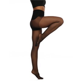 EVERSWE Women's Seamless Control Top Tights 15D, No Seam Pantyhose (Black, S-M)