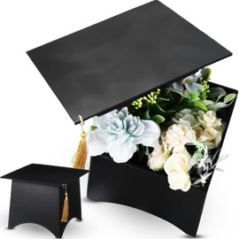 Feifeiya 8.7 x 8.7 x 6.9 Inch Graduation Cap Flower Box 2025 Graduation Gift Box Candy Case Black Doctoral Cap Empty Container for Grad Party Favors Gifts Flower Arrangements and Table Decorations