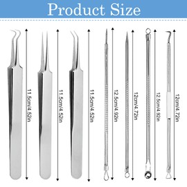 Blackhead Remover Tool, 7 Pcs Blackhead Remover Tweezers Kit with Case, Precision Blackhead Pimple Extractor, Stainless Steel Blackhead Tweezers for Blackhead, Whitehead Popping, Zit Removing