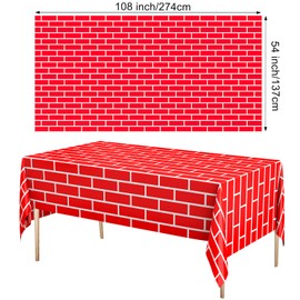 Oudain 4pcs 54 x 108 Inch Building Blocks Party Tablecloths Disposable Waterproof Table Cover Building Block Theme Party Decoration Brick Tablecloth for Children's Kids Birthday Decor Supplies Favor
