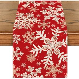 Hello Winter Christmas Table Runner Xmas Tree Buffalo Plaid Snowflakes Winter Home Kitchen Table Party Decoration 13x72 Inch -C 13x72 inch