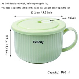 Swlthwen 27.7 Ounce Soup Bowl with Handles, 5.2 Inch Soup Mug with Handles, Wide Large Cereal Bowl for Oatmeal, Gumbo, Salad, Ceramic Soup Cup, Microwave & Oven Safe (Green)