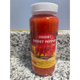 SOOGRIMS Original Ghost  Pepper Sauce 12oz in a glass bottle