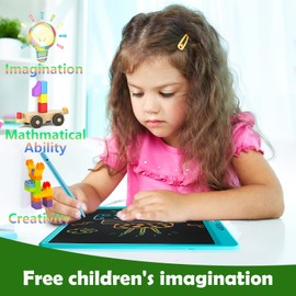 Oksoar Writing Tablet for Kids (Age 3-8), 10-Inch LCD Colorful Doodle Boards, Perfect for Christmas & Birthday Gifts, Learning Toys & Travel Essentials for Boys and Girls (Blue)