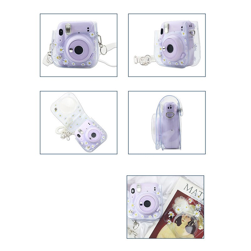 Instant Camera Bag for Mini8 9 11 Transparent Daisy Print
