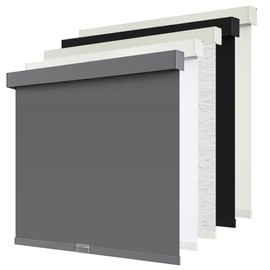 SUNOFF Cordless Blackout Roller Shades Blinds for Windows Free-Stop,Pull Down Room Darkening with Valance,Thermal Insulated Woven Fabric Window Door Blinds for Home,Office,Grey 35" W x 72" H