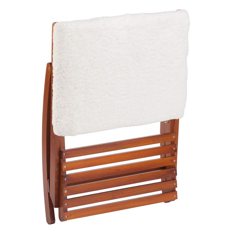 Deluxe Foldable Rocking Footrest, Adjustable Fold-Away Foot Stool with Sherpa