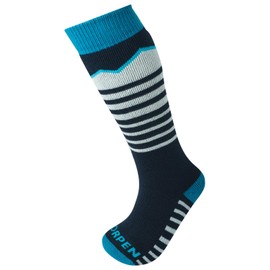 Lorpen Kid's T1 Merino Ski Eco Sock, Great for Skiing, Eco-Friendly & Sustainable, Ultra Thick, Fully Cushioned, 2 Pack, Blue, Size Small