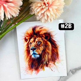 UV DTF DECALS, 4" height, Cup Decals, Cup Stickers, Cup Decor:_#2C - Watercolor Lion2