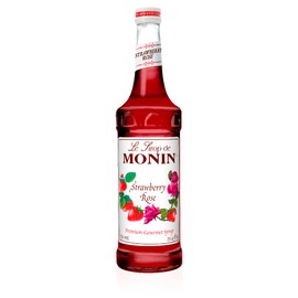 Monin - Strawberry Rose Syrup, Strawberry Rose Flavoring, Strawberry Rose Flavored Syrup, Coffee Flavoring, Natural Flavoring, Great for Lattes, Teas, Lemonades, Cocktails, & More (750 ml)
