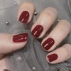 Outyua Glossy Press on Nails Red Short Fake Nails Acrylic