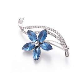 Forget Me Not Pin Badge, Forget Me Not Brooch, Vintage Female Women Rhinestone Crystal Brooch, Badge Lapel Pin Shining, Party Breastpins Badges, Jewelry Gift, for Girls Ladies Blue