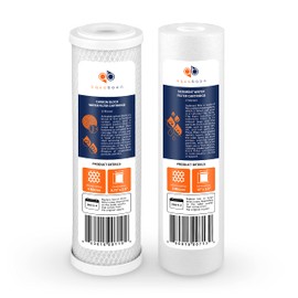 Aquaboon 5 Micron 10 x 2.5 House Water Filters Cartridges, Set of 2 Sediment & Carbon Filter Replacements Compatible with WHKF-WHWC, P5, WHKF-GD05
