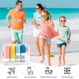 Botella de Viaje Silicona Transparente 3 en 1 Set Contenedores de Artículos de Tocador de Viaje Kits de Accesorios de Avión para Champú Acondicionador