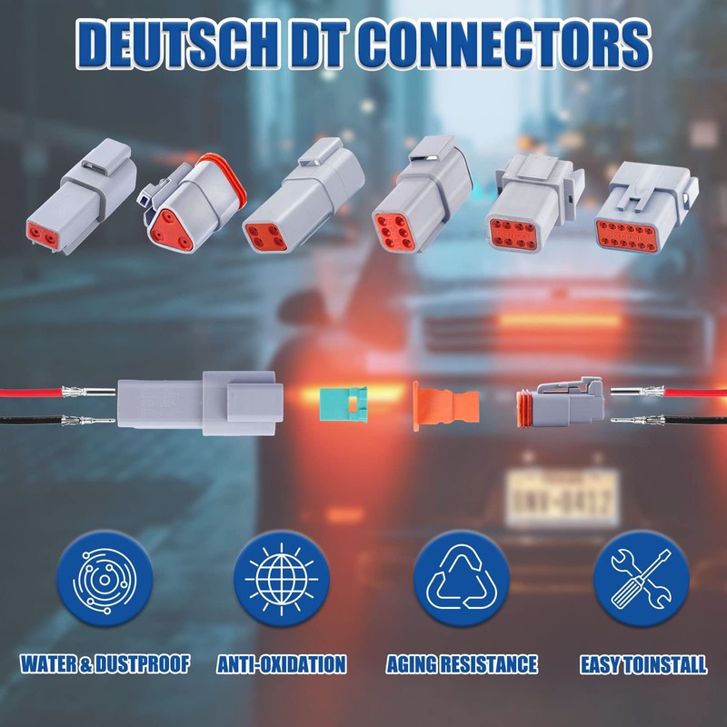 102PCS 2 Pin Way Deutsch DT Gray Connector 12 Set，Size
