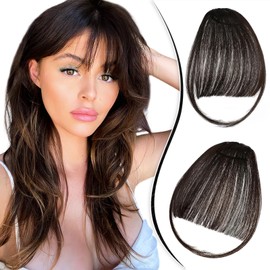 Leterly Clip in Bangs,Bangs Hair Clip for Women Clip on Wispy Bangs Fringe with Temples Hairpieces Clip in Hair Extensions Fake Bangs for Daily Wear Dark Brown