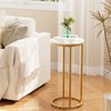 Katrawu C Shaped end Table,Wood Round Side Table for Couch,Small
