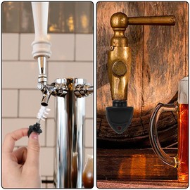 Tyqour 14 Pack Draft Beer Tap Plugs with Keg Cleaning Kit, Beer Tap Plug Brush, Keg Line Cleaning Kit, Kegerator Cleaning Kit for Draft Beer Faucet Cap Plugs Cleaning (Black)
