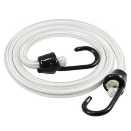 Joneaz Bungee Cord with Hooks,60 inch Length, 4 Pack, White, 10mm Diameter Shock Cord Heavy Duty, UV-Resistant, Marine Grade