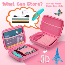 Jaffzora Hard Case Compatible with 3Doodler Start+ Essentials (2023, 2024) for 3D Pen Set for Kids, Art Activity Set Carrier Case for Printing Filament Refill and USB Charger,Pink (Box Only)