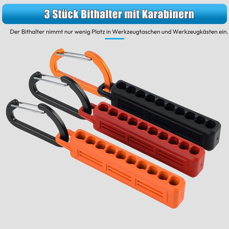 Saipor 3-Piece Screwdriver Bit Holder, Key Ring Drill Holder, 1/4